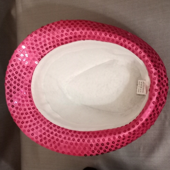 Blinking LED lit pink sequined fedora hat (925) - Picture 7 of 9